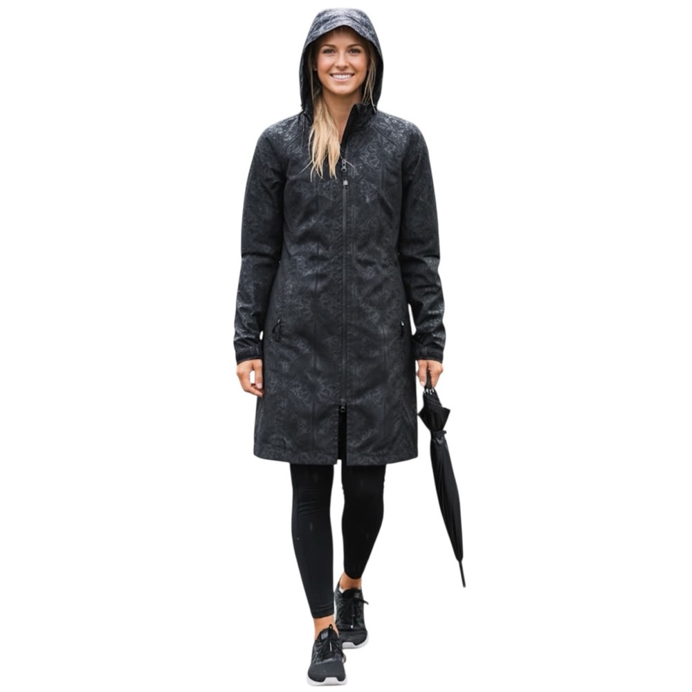 Lululemon RARE Apres Softshell Print Trench Jacket Rain Coat Dancers In‎ Snow 8